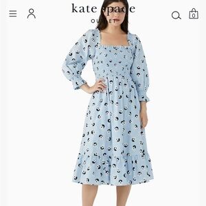 Kate Spade Floral Dot Smocked Midi Dress